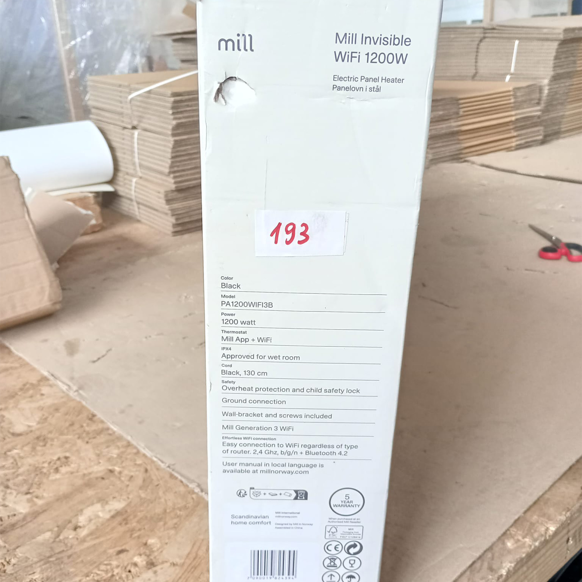 Alternative view of (193)PA1200WIFI3B - Termoconvettore a Parete Mill Invisible 1200W Black