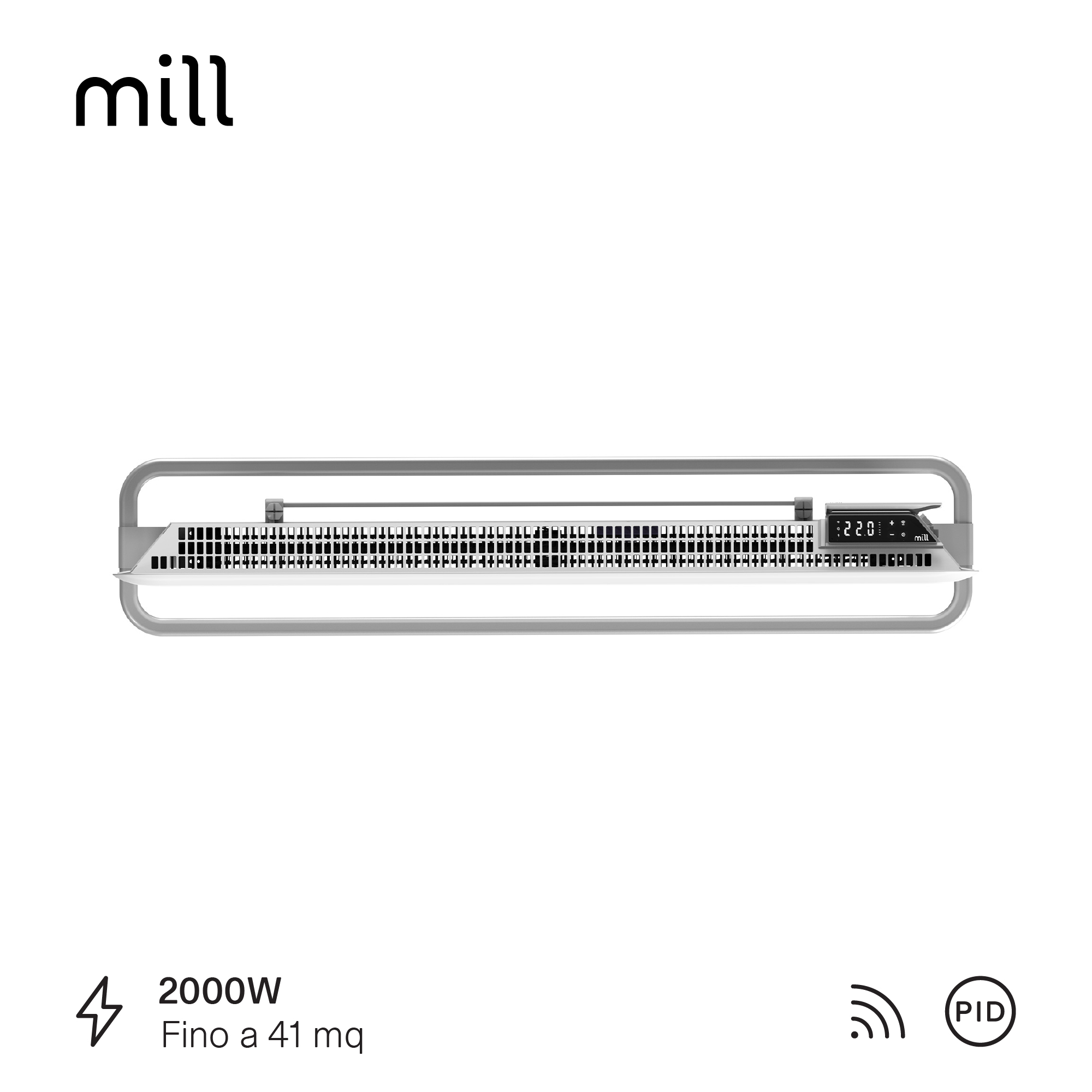 Termoconvettore a Parete Mill Invisible 2000W con piedini integrati - GEN 4 - immagine 4