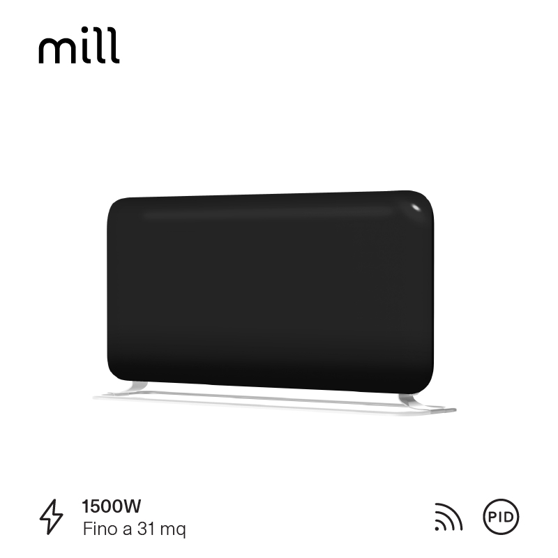 Alternative view of Termoconvettore a Parete Mill Invisible 1500W con piedini integrati Black - GEN 4