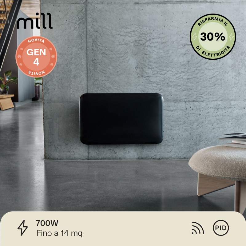 Termoconvettore a Parete Mill Invisible 700W Black - GEN 4