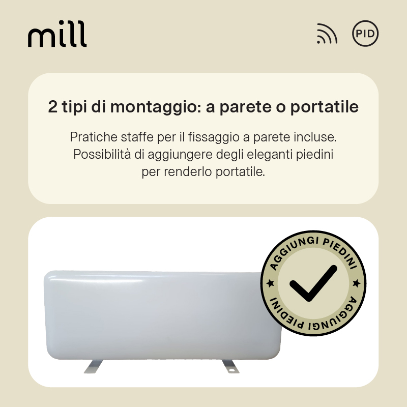 Termoconvettore a Parete Mill Invisible 700W Black - GEN 4 - immagine 6